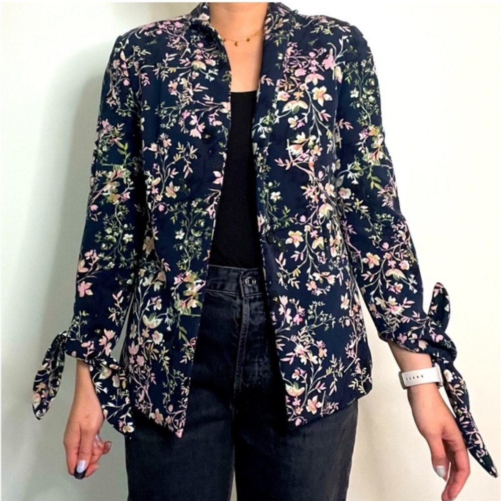 RACHEL Rachel Roy Pink and Blue Blazer with Tie Cuffs